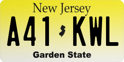 NJ license plate A41KWL
