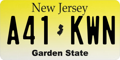 NJ license plate A41KWN