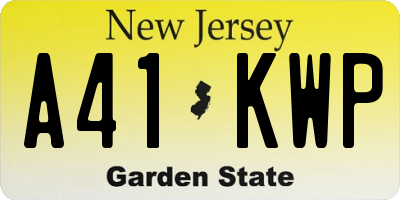 NJ license plate A41KWP