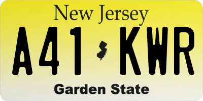 NJ license plate A41KWR