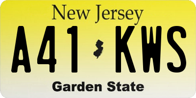 NJ license plate A41KWS