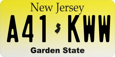 NJ license plate A41KWW