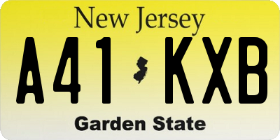 NJ license plate A41KXB