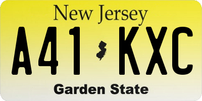 NJ license plate A41KXC