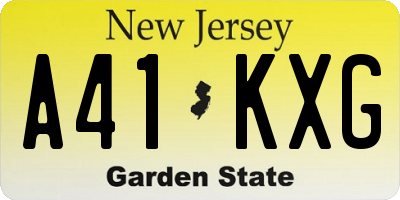 NJ license plate A41KXG