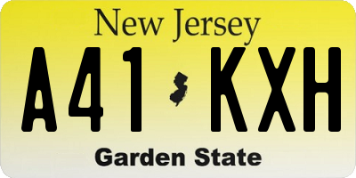NJ license plate A41KXH