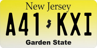 NJ license plate A41KXI