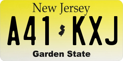 NJ license plate A41KXJ