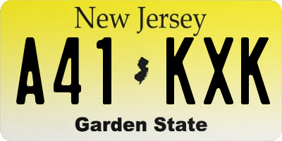 NJ license plate A41KXK