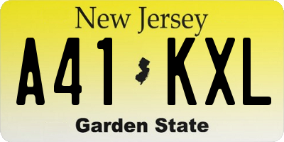 NJ license plate A41KXL