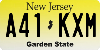 NJ license plate A41KXM