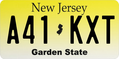 NJ license plate A41KXT
