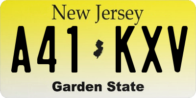 NJ license plate A41KXV