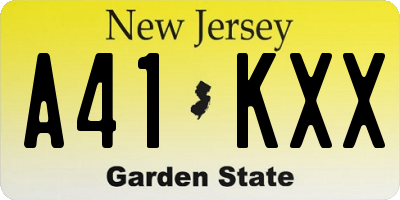 NJ license plate A41KXX