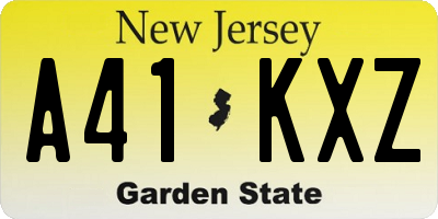 NJ license plate A41KXZ