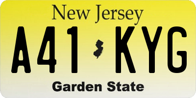 NJ license plate A41KYG