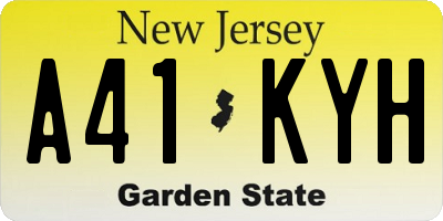 NJ license plate A41KYH