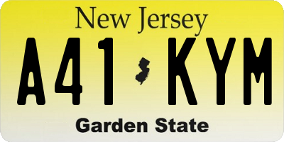 NJ license plate A41KYM