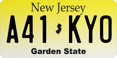 NJ license plate A41KYO