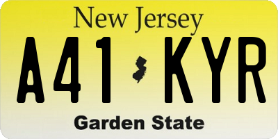 NJ license plate A41KYR