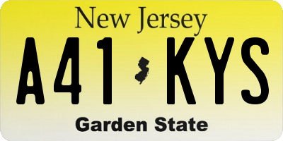 NJ license plate A41KYS