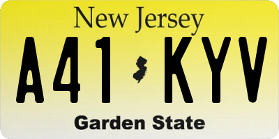 NJ license plate A41KYV