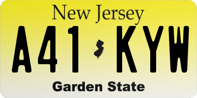 NJ license plate A41KYW