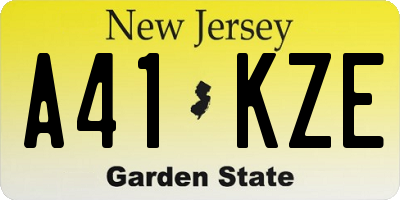 NJ license plate A41KZE