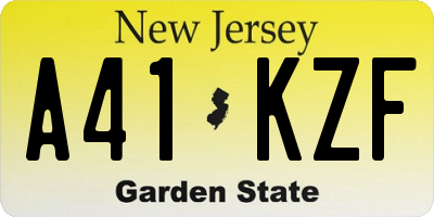 NJ license plate A41KZF