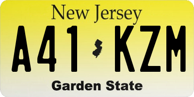 NJ license plate A41KZM