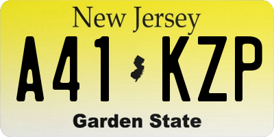 NJ license plate A41KZP