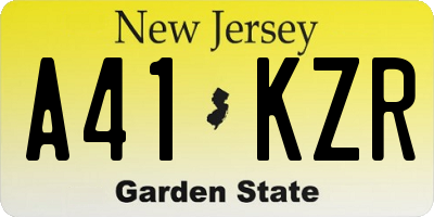 NJ license plate A41KZR