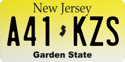 NJ license plate A41KZS