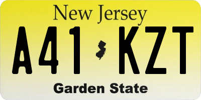 NJ license plate A41KZT