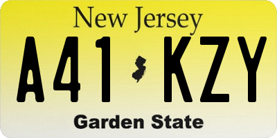 NJ license plate A41KZY