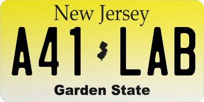 NJ license plate A41LAB