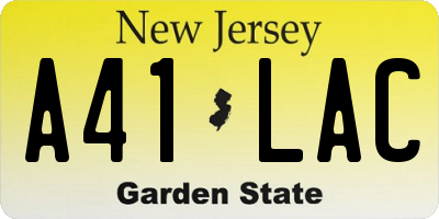 NJ license plate A41LAC