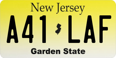 NJ license plate A41LAF