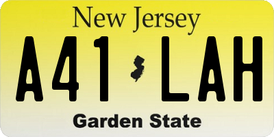 NJ license plate A41LAH