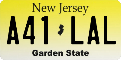 NJ license plate A41LAL