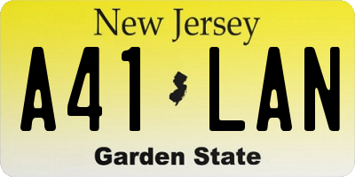 NJ license plate A41LAN