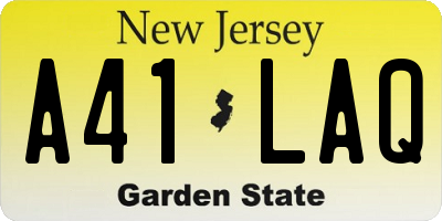 NJ license plate A41LAQ