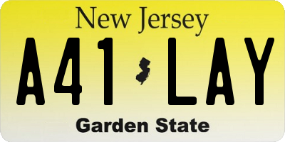 NJ license plate A41LAY