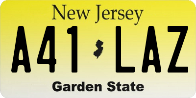 NJ license plate A41LAZ