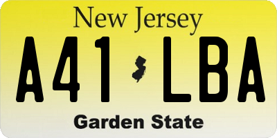NJ license plate A41LBA