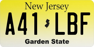 NJ license plate A41LBF