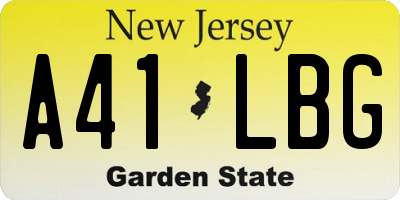 NJ license plate A41LBG