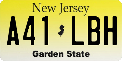 NJ license plate A41LBH