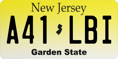 NJ license plate A41LBI