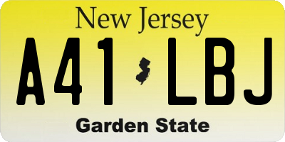 NJ license plate A41LBJ